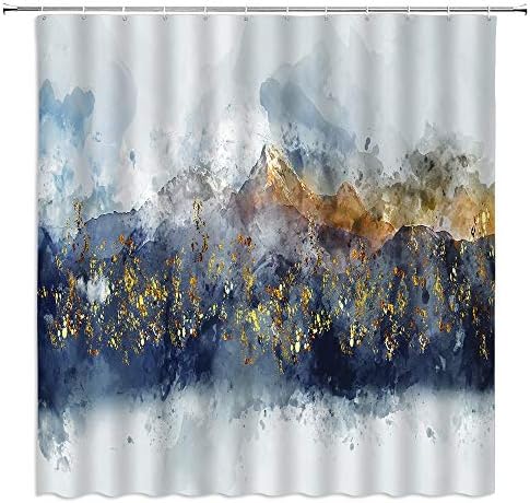 Corte do chuveiro da montanha de neblina boyian Natureza paisagem abstrata colinas do céu aquarela ombre montanhas cortinas de