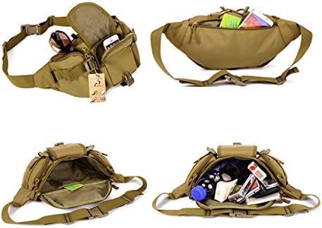 Criador da cintura tática Criador portátil Fanny Pack ao ar livre viagens de grande cintura do exército Pacote de cintura militar para ciclismo diário de ciclismo de camping de caça à pesca - preto