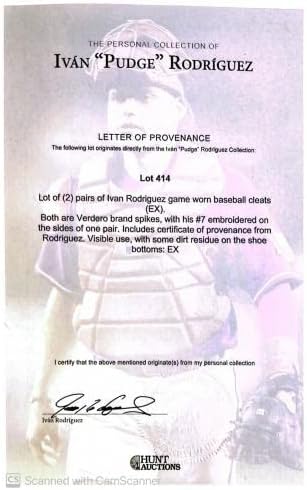 Ivan Rodriguez Texas Rangers Game usou par de chuteiras de beisebol de veero Hunt Loa - MLB Game Usado Baseballs usados