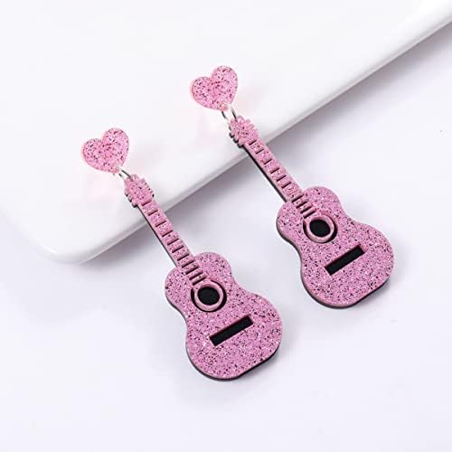 Brincos de guitarra de música acrílica xyayou para mulheres meninas rosa coração punk renaissance brincos brigos de jóias