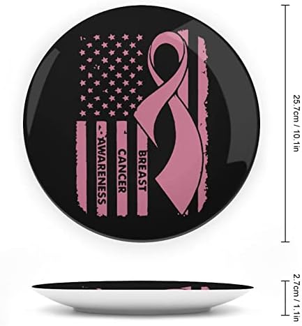 American Flag Cancer Breast Consciência Cerâmica Placas decorativas de China com ornamentos pendurados Pratos de jantar