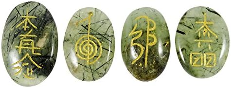 Harmonize muitos 4 pcs pré -prehnite com epidote meditação equilibrando o símbolo de pedra cura de reiki karuna