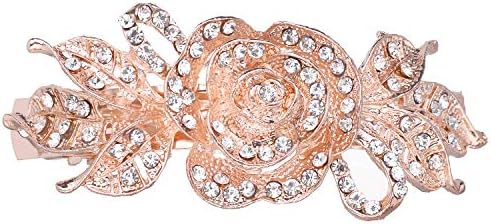 Acessórios Lux Floral Crystal Rhinestones Bridal Wedding Prom Rosegold Fashion Hair Clip