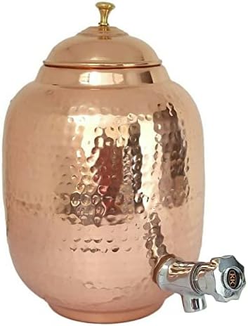 Dispensador de água de cobre pura em forma de panela Sharvgun 152 oz Matka de contêiner, vasos de água de armazenamento Ayurveda