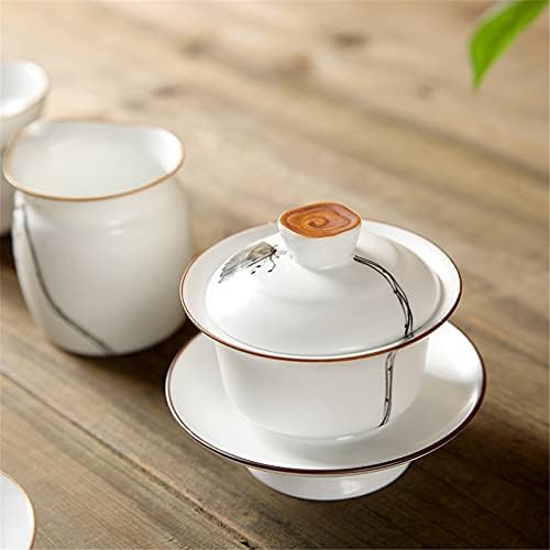 GPPZM White Porcelain Chinese Kung Fu Conjunto de chá de cerâmica de cerâmica Gaiwan Fupo de xícara de xícara de xícara de chinaware