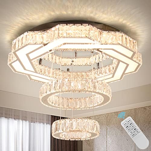 xychfantligh 22,4 polegadas Candelas de cristal modernas lustres lustres lustres lustres redondos de montagem de montagem de descarga de arremesso de teto para sala de estar com bosques de quarto da sala de estar iluminação