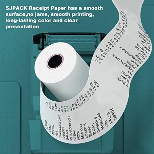 Papel térmico sjpack 3 1/8 x 119ft Papel de recebimento de POS, 50 rolos de caixa registradora TM-T88 T-20 T-90 SRP-350 370