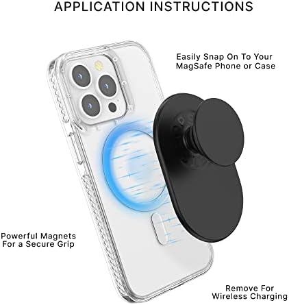 Popsockets PopGrip para MagSafe: Grip and Stand para telefones e casos, remova e reposicionou, top swappable, Black & Magsafe Mount, suporte de telefone magnético para carro, montagem de telefone para carro - preto