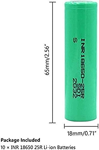 MorBex 3.7V 2500mAh INR18650-25R BATERIA RECULHADA DE LITHIUM LIMIO 20A, 1 PCS