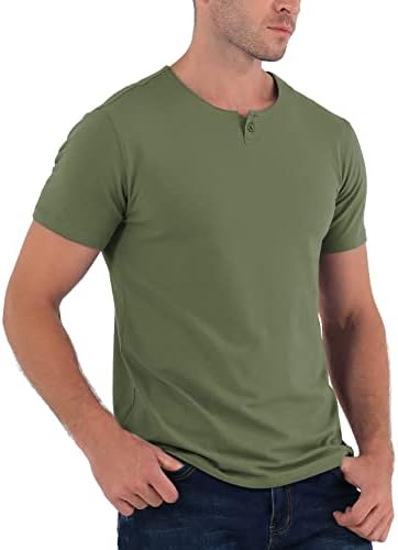 Camiseta Henley masculina de Nitagut, camisa muscular de botão de botão, camisa de algodão esbelta