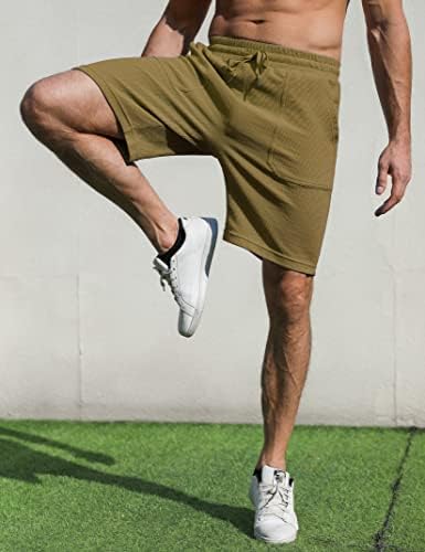 Shorts de suor masculinos de ginástica com shorts de waffle de bolso de verão
