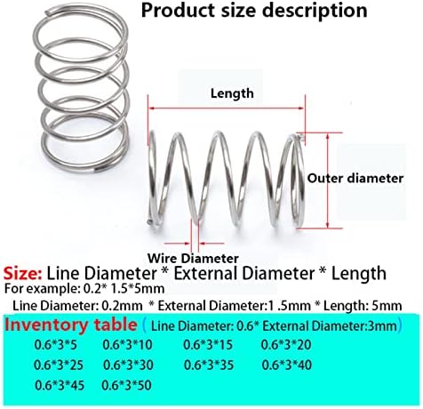 As molas de compressão são adequadas para a maioria dos reparos I 304 Aço inoxidável compressão Fio de mola de mola de