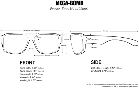 Óculos de sol de segurança de bombardeiro Mega e Boogie Bomb Pacote, lente de segurança para PC, forro de espuma não deslizante,