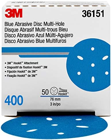 3M Hookit Blue Abrasive Disc 321U Multi-buraco, 36151, 3 pol. 400, 50 discos por caixa