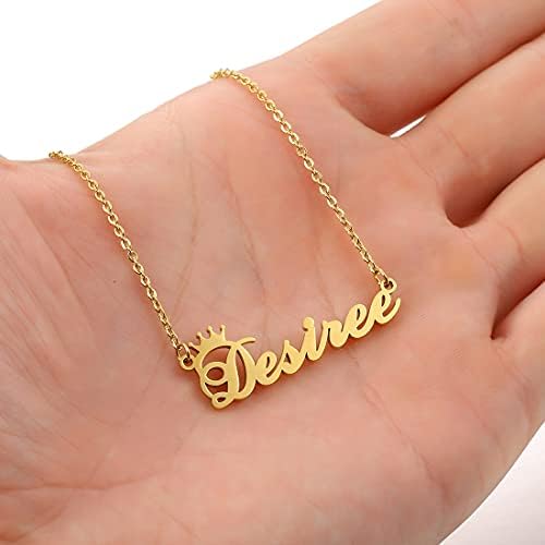 Skqir Gold Custom Women Nome Colar personalizado, cadeias personalizadas Nome de pingentes colares de nomes personalizados Colar com Crown for Women Girl Gift