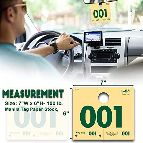 Números de despacho de serviço - numerados 0000-0999 - Manilla/Green/Red - RL78 Mirror Hang Tags