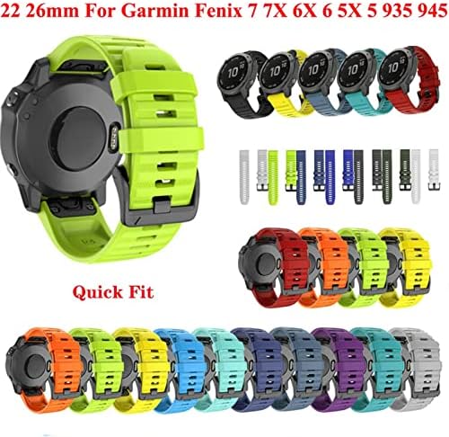 Fehauk 26 20 22mm Silicone Redunda rápida Bandeira da faixa de relógio para Garmin Fenix ​​7x 6x relógio EasyFit Strap Strap
