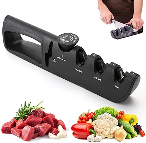 Apontador de facas profissionais, apontador de faca 4 em 1 apontador de facas, apontador manual da faca, alça ergonômica individualmente ajustável, piso sem deslizamento para chefs e em casa