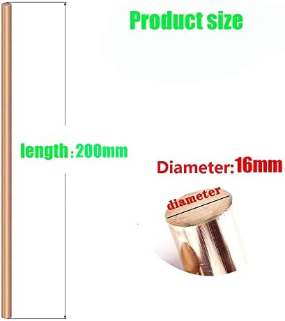 Haste redonda de cobre Lcailiao - matérias -primas Cu para hobbies de artesanato de metal, comprimento 200 mm, diâmetro 16mm