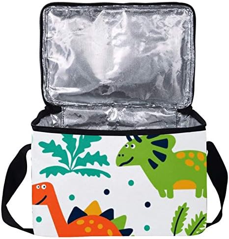 Lancheira à prova de vazamentos, caixa de bento isolada para homens mulheres adultas, balde de almoço reutilizável com dinossauros engraçados com alça de ombro