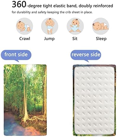 Mini lençóis de berço com tema da floresta tropical, lençóis de berço portáteis lençóis macios e respiráveis ​​lençóis de