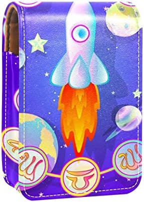 Mini estojo de batom com espelho para bolsa, Space Rocket Constelaations Organização de caixa portátil