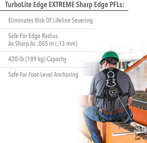 Miller de Honeywell por Turbolite Edge Extreme Sharp Edge Limitador de outono pessoal de 6 pés com gancho de vergalhão de travamento de alumínio, preto/prata