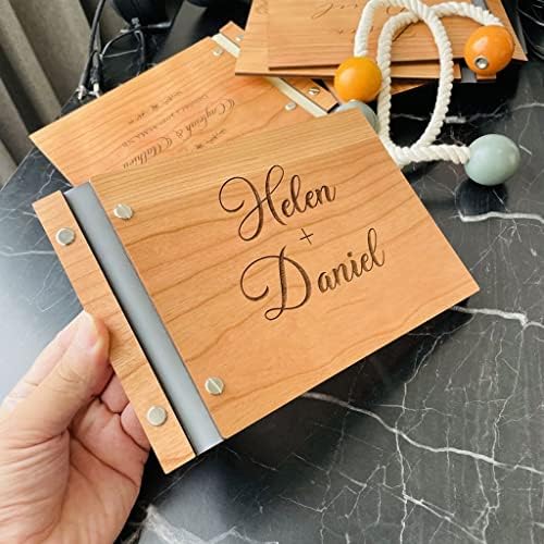 Liruxun Personalizado Livro de visitas para Weddingwooden Assinatura Livro do livro Baptism Mariage Decoration