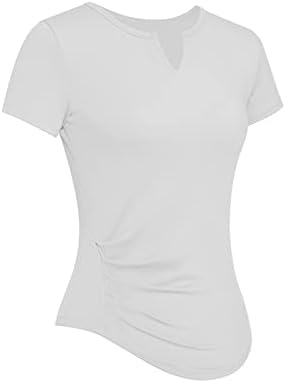 Camisa de camiseta de camiseta casual de camiseta casual e de pescoço de pescoço rápido do pescoço feminino