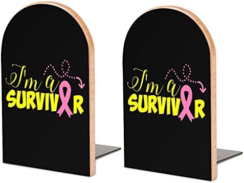 Sobreviventes de câncer de mama Livros decorativos de madeira Livros não esquisitos End para prateleiras 1 par 7 x