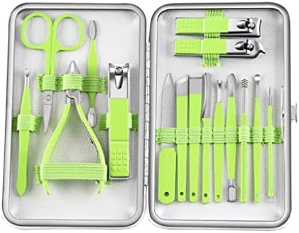 Adquirir 16pcs Manicure Cutters Clipper de unhas Caixa de unhas Caixa doméstica Colher de ouvido verde CLIPPERS DE PEDICURA TECASSORES