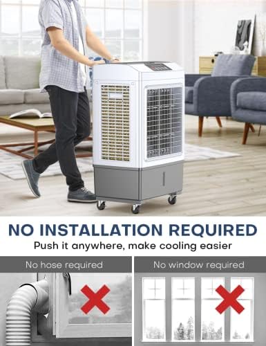 Cooler de ar evaporativo de Balko, ar condicionado de 2100cfm sem janela, ar condicionado, resfriando até 700 pés quadrados,