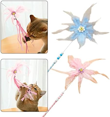 Snowflake Windmill Feather Teaser Brinquedo de gato, Catador de penas de penas de penas interativas Catcher de gato com