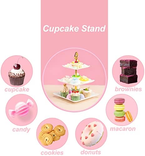 Supernal Cupcake Stands, bandejas de plástico 6pcs, suporte de sobremesa de cupcake de 4 pack, bandejas de festas, pratos de