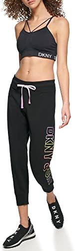 DKNY Women's Cropped Ombre Logo Jogger, Black/Best, X-Large