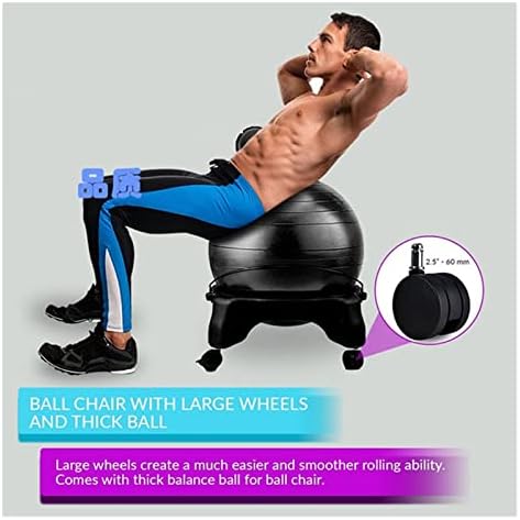 Forkis Classic Yoga Ball Cadeira Balance Ball Ball Cadeir com suporte para trás e 55cm de exercício de bola de estabilidade Guia