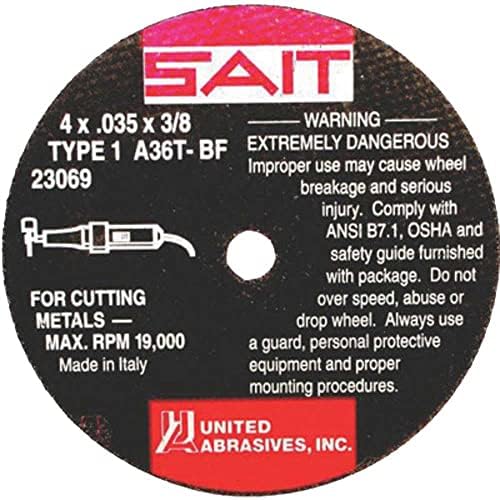 SAIT 23069-100 4 x 3/8 x 0,035 Roda de corte de metal fino 36 grão 100x
