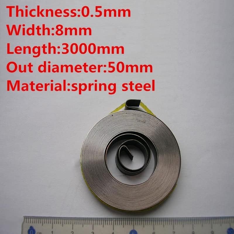 1pc aço de aço de força constante bobina de energia plana de torção em espiral, 0,5 mm de espessura*8 mm de largura*3000mm