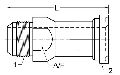 Brennan Industries 1700-20-24 Adaptador hidráulico direto, série 1700, JIC Flare by Code 61 Flange, Thread 1 5/8-12 , Flange