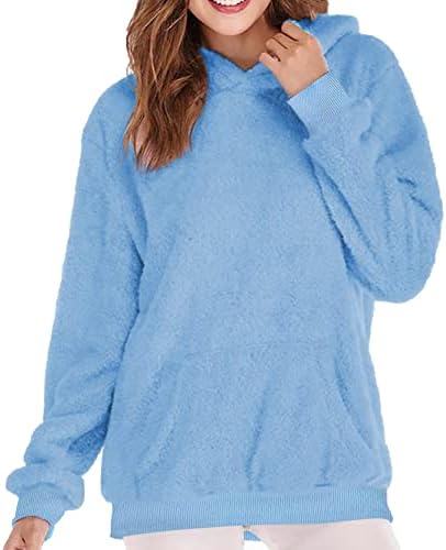 AlwaysOne Momen Sweatshirt Sweetshirt Sherpa Pullover Sherpa Casaco fofo com bolso duplo fuzzy Hapelie Size S-2xl