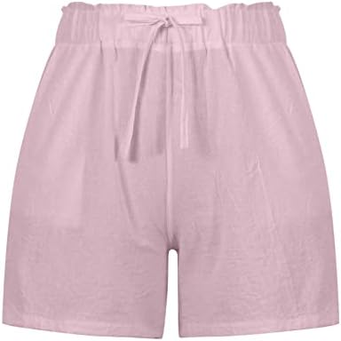 Oplxuo Mulheres de linho leves shorts de verão plus scorts calças de cordão