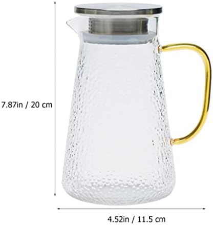 Aquecedor de água do dispensador de limonada Cabilock Vinho da jarra de água de vidro: com tampa e manipulação de vidro de