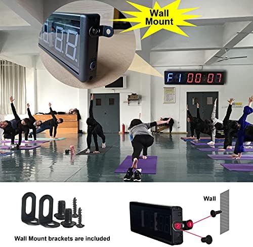 Timer de ginástica, relógio de treino contagem regressiva/intervalo de intervalo relógio de parede, 15 x 4,7 Timer de LED de exibição