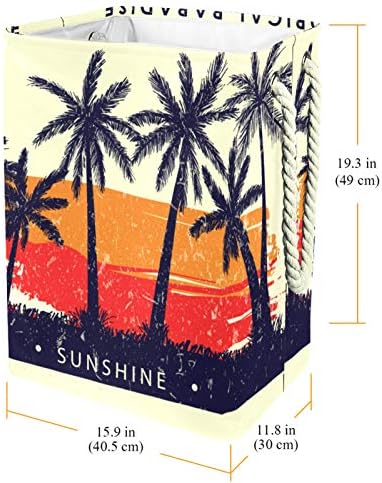 Deyya Cestas de lavanderia impermeabilizadas altas e resistentes cestas de impressão de palmetto tropical para crianças adultos