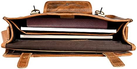 Teakwood Leathers Top Grein Leather Laptop Messenger Bagarcase Borda de ombro Vintage Vintage Satchel para homens