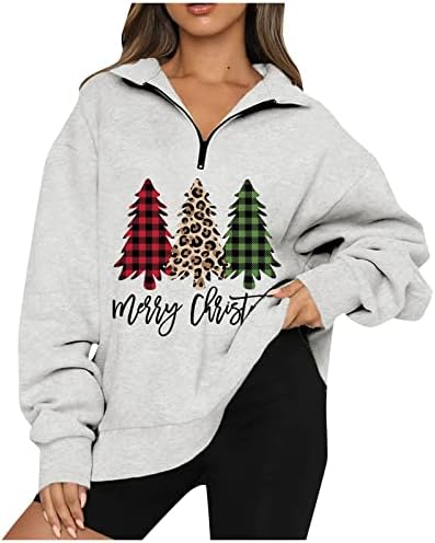 Pullover de lã Mulheres de Natal Buffalo Block Color Block Longa Casual Casual Double Sweatshirt