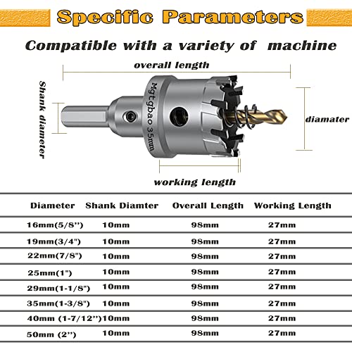 MGTGBAO 8PCS Kit de serra de orifício TCT, serra de orifício Cuttador de orifício com gorjeta de tungstênio conjunto com broca