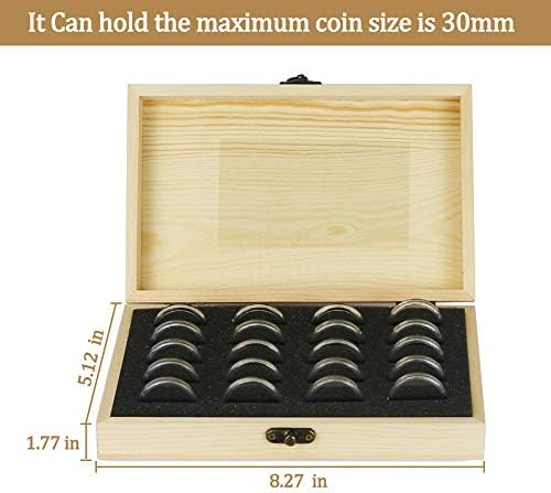 Echaprey Casos de moedas de madeira de madeira caixa de armazenamento de moedas de moda para moeda comemorativa colecionável