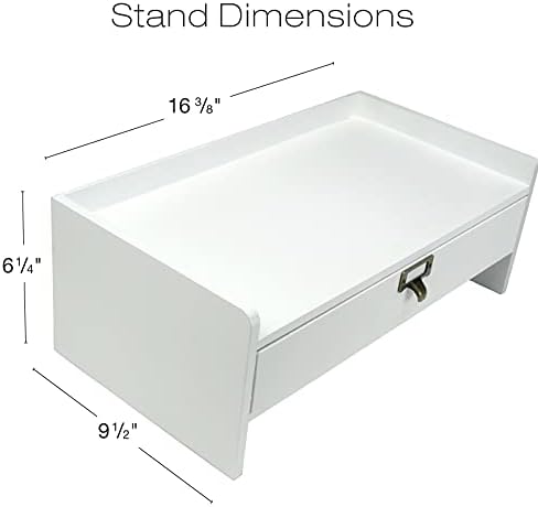 Excello Global Products Wooden Monitor Stand: Inclui gaveta para organização de mesa de notebooks, canetas, lápis e material