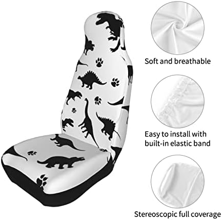 Tampa de assento de carro de dinossauro preto branco preto capa de assento de assento elástico de assento de carro, adequado para